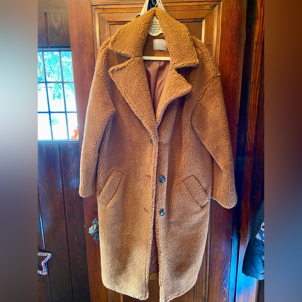 ASOS Classic Brown Teddy Coat Oversized Size 12 US, MAX MARA on a budget